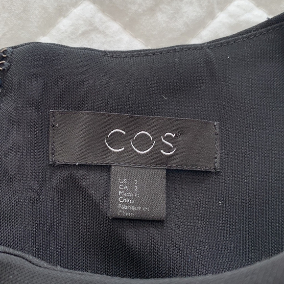 COS women’s dress long sleeves pleated hemline & cuffs back zipper black size 2 - Picture 6 of 14